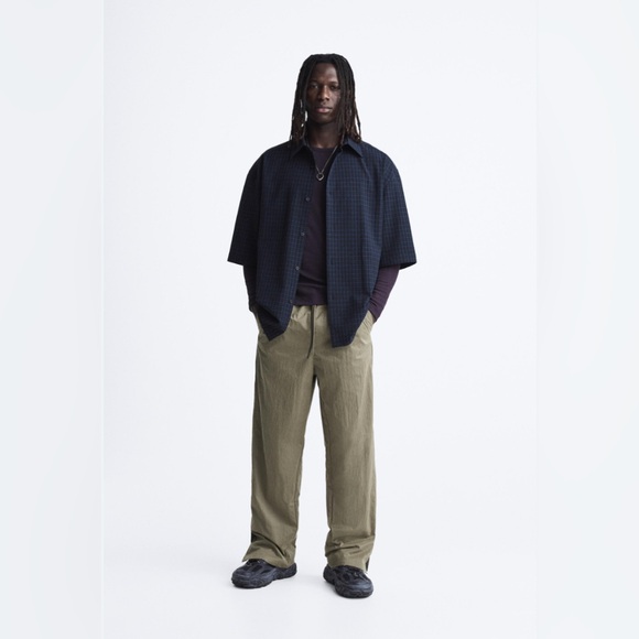 Zara Other - Zara Men’s Olive Green Pull On Drawstring Straight Leg Casual Pants